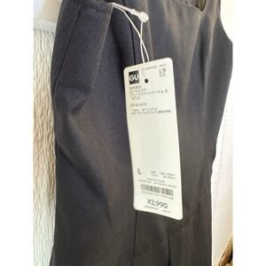 NWT Gu Large Sleeveless Square Neck Black Pleated Mini Dress Pit To Pit 18"